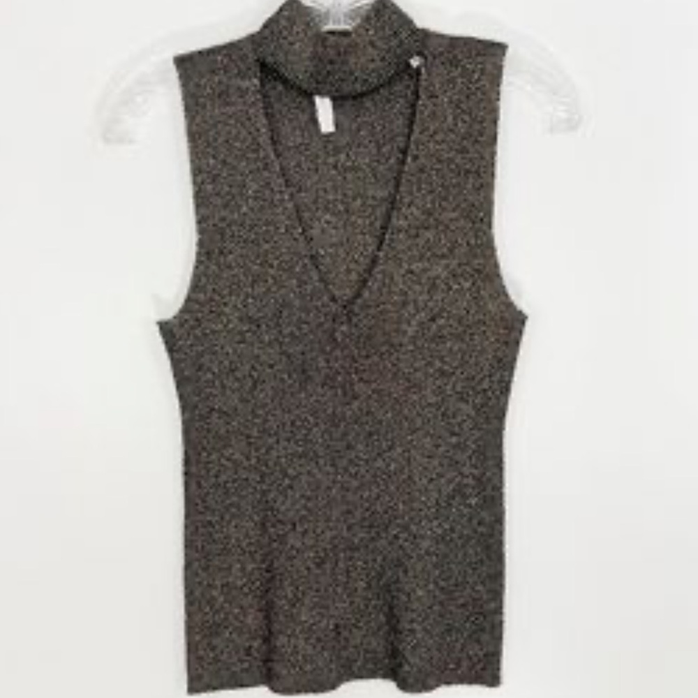A.L.C. Colby Ribbed Choker Neck Top size xs
